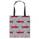 Borsa da donna in poliestere con stampa di bassotti 34,5 x 34,5 cm Borsa per la spesa con due manici neri Forma quadrata Per amanti dei cani 16