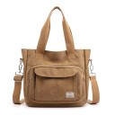 Borsa da donna in tela da portare a mano o a spalla Borsa in tela e poliestere Tasca frontale con patta Tracolla regolabile 31 x 28 x 11 2