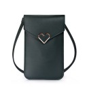 Borsa da donna per cellulare 19,5 x 14 x 1 cm Patta con decorazione in metallo a forma di cuore Lunga tracolla sottile Indossabile 7