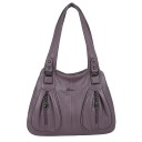 Borsa da donna spaziosa a spalla Due manici con rivetti metallici Diversi scomparti con zip Tasche frontali con zip Pelle artificiale 36 3