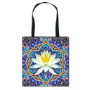 Borsa da shopping donna con stampa colorata di mandala e ornamenti Borsa in poliestere con due manici neri Dimensioni 34,5 x 33,5 cm 9