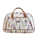 Borsa da viaggio a mano in pelle PU e poliestere con stampa Borsa per weekend e vacanze con due manici Scomparto principale e tasca frontale 2