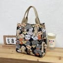 Borsa di tela con stampa di gatti 24 x 26 x 14 cm Borsa della spesa con zip Borsa termica per il pranzo Borsa pratica con motivi disegnati 5
