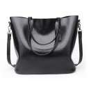 Borsa grande da donna a mano e a spalla con due manici e tracolla removibile Superficie lucida in PU lunghezza manici 23 cm 32 x 29 x 13 1