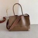 Borsa grande da donna a spalla con patta Design semplice e minimalista Pelle sintetica morbida Interno spazioso 33 x 24 x 13 cm 6