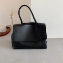 Borsa grande da donna a spalla con patta Design semplice e minimalista Pelle sintetica morbida Interno spazioso 33 x 24 x 13 cm 2
