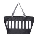 Borsa grande da donna a spalla in nylon e poliestere Chiusura con zip Tasca anteriore in rete Maniglie a righe Nero con stampa di lettere grandi 6