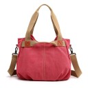 Borsa grande da donna in tela da portare a mano o a spalla Due manici in tessuto Tracolla con moschettone Tasca posteriore 3
