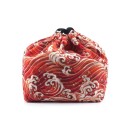Borsa in cotone per box pranzo con cordoncino Chiusura in tessuto per contenitore di cibo Stampa decorativa Dimensioni 21 x 28 cm 4
