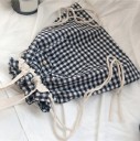Borsa in tela da donna con cordoncino di chiusura e tasca frontale con bottone a pressione Manici lunghi per spalla Dimensioni 40 x 38 cm Sacco 2