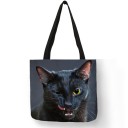 Borsa in tela da donna con gatto M1665 4