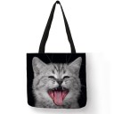 Borsa in tela da donna con gatto M1665 5