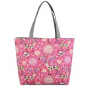 Borsa in tela da donna con stampa di cerbiatti e fiori Borsa spaziosa 42 x 30 x 10 cm con manici grigi e fondo grigio per l'uso quotidiano 2