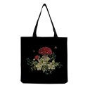 Borsa in tela da donna con stampa di funghi Grande borsa per la spesa 40 x 40 cm Manici neri 30 cm Tela e poliestere Motivo illustrato di funghi 4