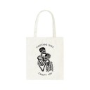 Borsa in tela da donna con stampa di un teschio 35 x 40 cm Borsa per la spesa con due manici lunghi Illustrazione a contrasto con la scritta 15