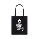 Borsa in tela da donna con stampa di un teschio 35 x 40 cm Borsa per la spesa con due manici lunghi Illustrazione a contrasto con la scritta 1