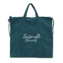 Borsa in velluto a coste da donna a spalla e a mano 39 x 37 x 4 cm Due manici corti Cinghia lunga Scritta decorativa in corsivo Interno 4
