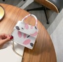 Borsa mini crossbody da donna con motivo Manico superiore e catena dorata Da portare a mano o a tracolla PU pelle e poliestere 14 x 5 x 12 cm 2