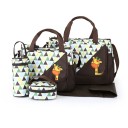 Borsa per il cambio per mamme set da 5 pezzi con porta-biberon e fasciatoio Borsa grande e media in poliestere Per viaggiare con il bambino 2