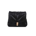 Borsa piccola a tracolla da donna con cuciture a forma di V Patta morbida imbottita Chiusura in metallo dorato Pelle PU 18 x 14 x 5 cm 1