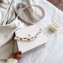 Borsa piccola da donna con patta e manico a catena decorativa dello stesso colore della borsa Pulsante rotondo Finiture argentate 9