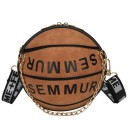 Borsa rotonda da donna 20 x 19 cm A forma di pallone da basket Con ampia tracolla e catena decorativa Scritta in evidenza 3