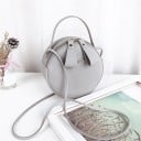 Borsa rotonda da donna crossbody da portare a mano o a spalla Impugnatura superiore e lunga tracolla Chiusura con zip PU pelle grana 17 4