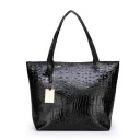Borsa shopper da donna a spalla in pelle sintetica lucida con motivo a coccodrillo 31 x 31 x 10 cm Manici lunghi Borsa spaziosa per la città 1