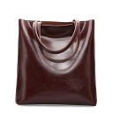 Borsa shopper da donna a tracolla Borsa rettangolare alta con superficie lucida Due manici lunghi Stile semplice ed elegante 32 x 36 x 6 5