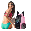 Borsa sportiva 47 × 28 × 14 cm Zaino perforato con cordino Tasche in rete con zip Zaino in nylon leggero per sport e tempo libero 2