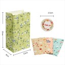 Borse di carta regalo 12 pz 12 x 8 x 22 cm con motivo vegetale Sacchetti di Kraft per biscotti e dolci con adesivi da 3,5 cm 5