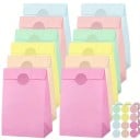 Borse regalo di carta 24 pz 24 x 13 x 8 cm Colori pastello con adesivi 3,5 cm Sacchetti kraft per regali e dolci Vari colori 1