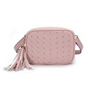 Borsetă pentru femei din piele PU Model quilted cu nasturi metalici Ciucure decorativ la fermoar Curea ajustabilă cu cataramă 21 x 8 x 16 cm 3