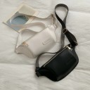 Borsetta da donna in pelle PU con superficie liscia Cerniera dorata Tracolla larga e regolabile Indossabile a spalla e in vita 12 x 27 5