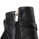 Botas de tornozelo femininas com fivela - Negras 6