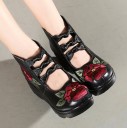 Botas de tornozelo femininas com flores A658 7