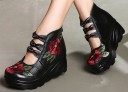 Botas de tornozelo femininas com flores A658 3