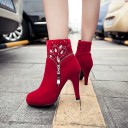 Botas de tornozelo femininas com salto e pedras 6