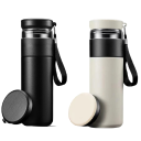 Botella de acero inoxidable para té con infusor 500 ml termo al vacío 22 x 6,8 cm botella de viaje aislada para té suelto con asa 1