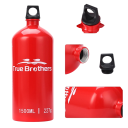 Botella de combustible para estufas 1,5 l 10 x 10 x 27 cm Aluminio + plástico Botella de combustible roja para estufas de camping Contenedor 4