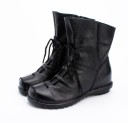 Botines de piel para mujer con ribete de pelo 2