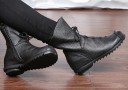 Bottes à talons en cuir pour femmes avec fourrure 1