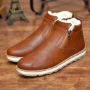 Bottes d'hiver en cuir pour hommes avec fourrure J2211 8