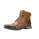 Bottes de travail montantes pour hommes avec lacets et tige haute en simili cuir et tissu marron pour le travail et un usage quotidien 1