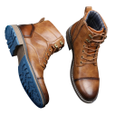 Bottes de travail montantes pour hommes avec lacets et tige haute en simili cuir et tissu marron pour le travail et un usage quotidien 4