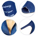 Bottes en jean pour femmes avec des trous J2362 2