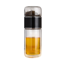 Bottiglia per acqua con filtro per tè 390 ml Bottiglia infusore in vetro per tè alle erbe e frutta Isolamento termico a doppia parete Chiusura ermetica Design elegante 4