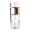 Bottiglia per acqua con filtro per tè 390 ml Bottiglia infusore in vetro per tè alle erbe e frutta Isolamento termico a doppia parete Chiusura ermetica Design elegante 6