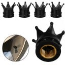 Bouchons de valves de pneus en forme de couronne 4 pcs Bouchons décoratifs noirs avec pointes et filetage intérieur doré Élément décoratif distinctif 2