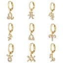 Boucle d'oreille circulaire pour femme avec un pendentif suspendu représentant un signe du zodiaque Ornée de pierres scintillantes Petit 24